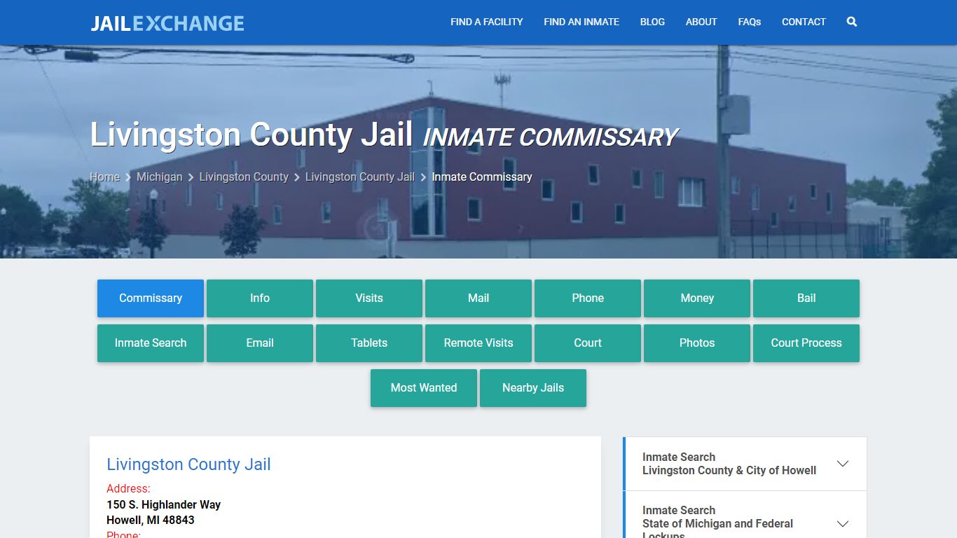 Inmate Commissary, Care Packs - Livingston County Jail, MI