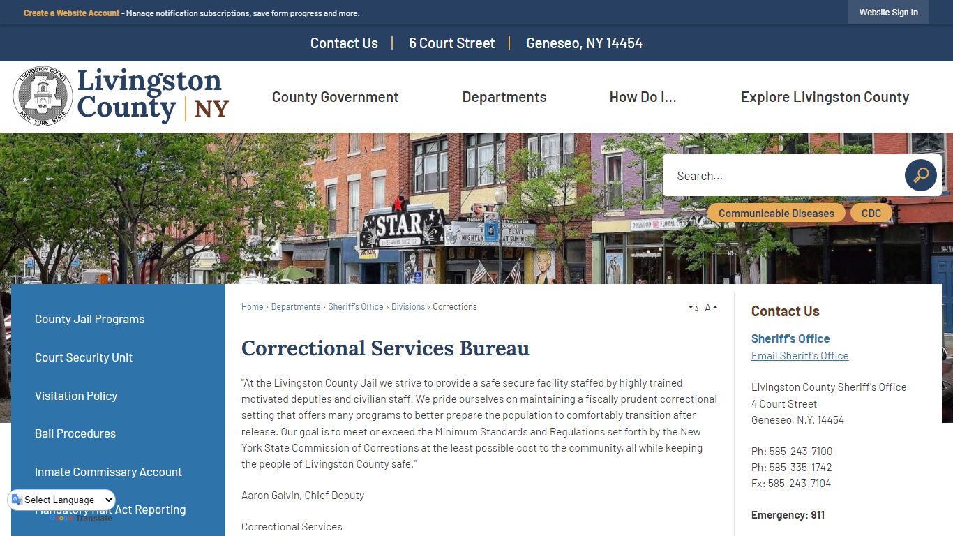 Correctional Services Bureau | Livingston County, NY - Official Website